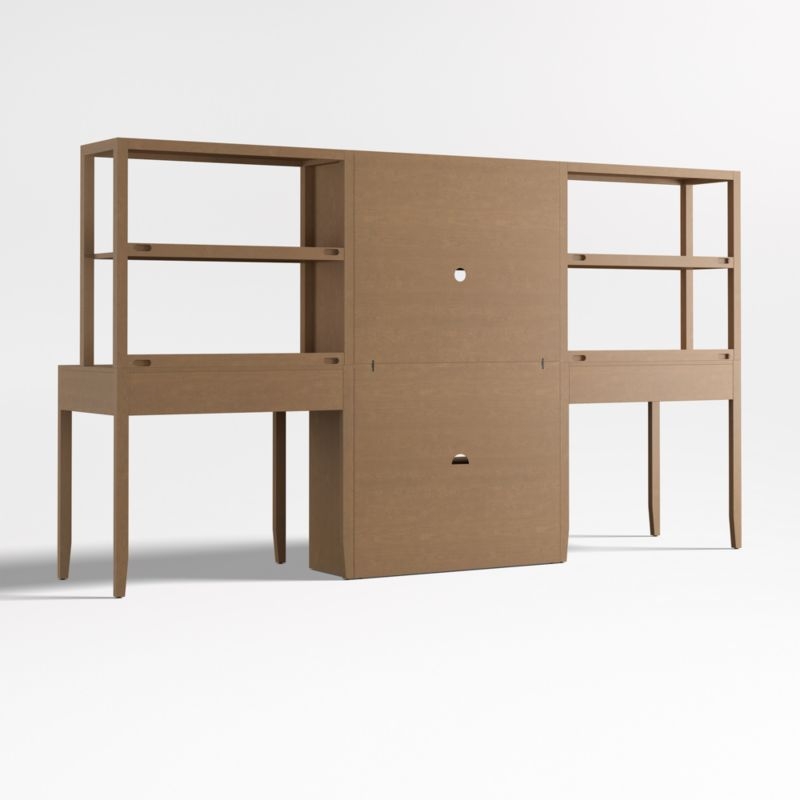 Ever Simple Set of 2 Modular Wood Kids Desks with Drawer Bookcase - Image 3