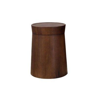 Cottage Round Wood Side Table Tree Stump End Table Pine Wood Table With Tray Top In Walnut - Image 0