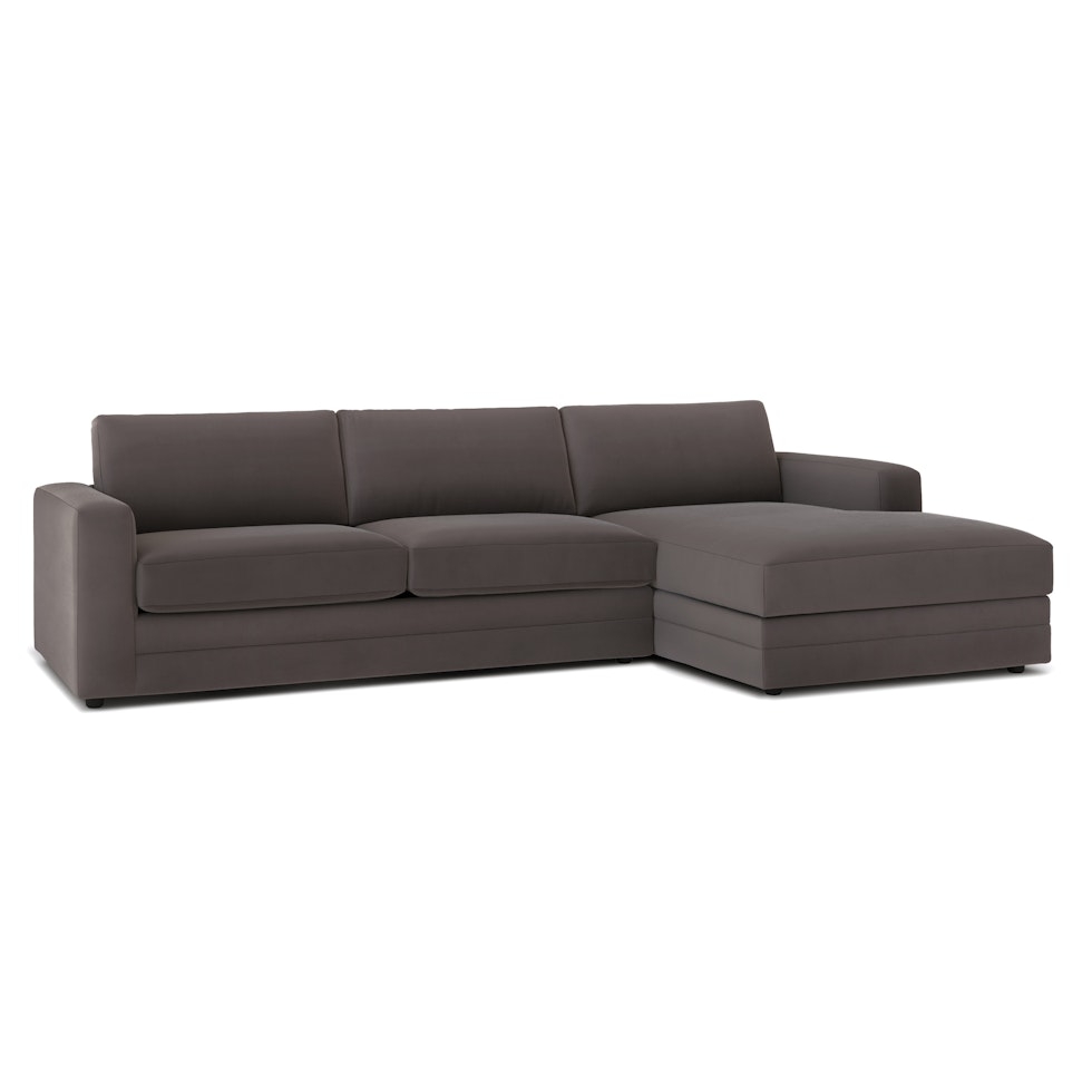 Riley 118" Velvet Right Storage Sleeper Sectional - Hale Warm Gray - Image 0