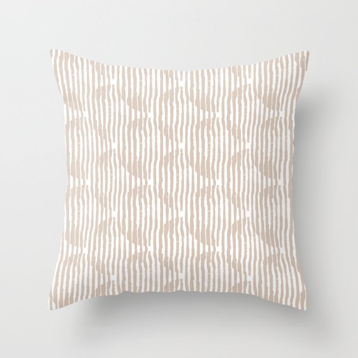 Zen Circles Block Print In Natural Throw Pillow by House Of Haha - Cover (20" x 20") With Pillow Insert - Outdoor Pillow - Image 0