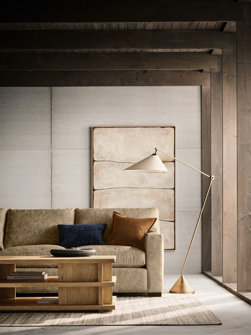 Stria Cerused Natural Oak Wood 56" Rectangular Storage Coffee Table - Image 2