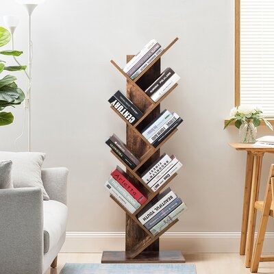 8-Tier Free Standing Tree Bookshelf-Coffee - Image 0