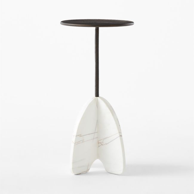 Spazio Bronze and White Marble Side Table - Image 0