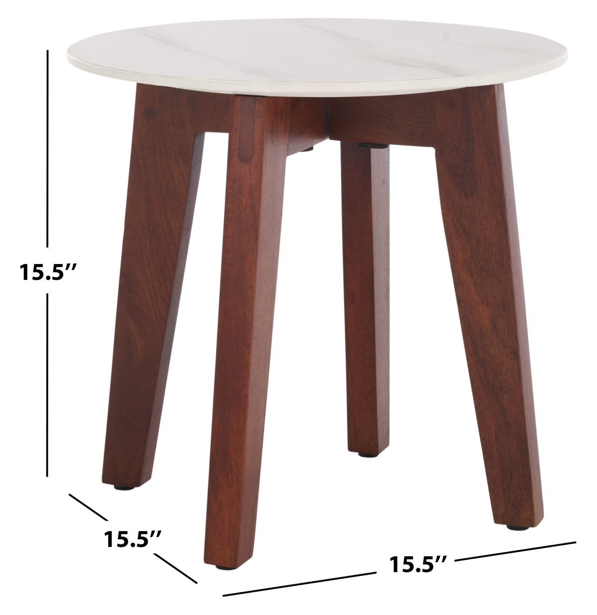 Helley Ceramic Accent Table - White/Walnut - Image 7