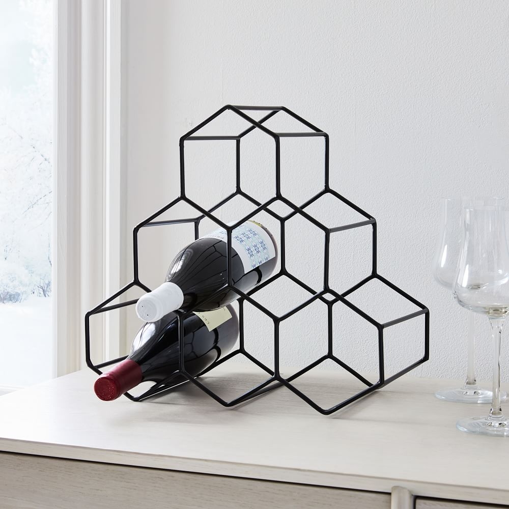 Honeycomb Wine Rack, Wine Rack, Metal, Matte Black - Image 0