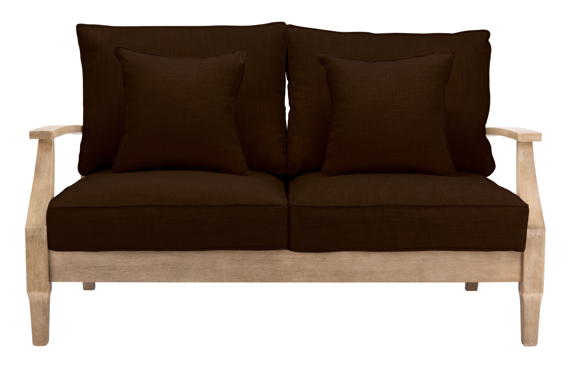 Martinique Wood Patio Loveseat - Natural/Dark Brown - Image 0