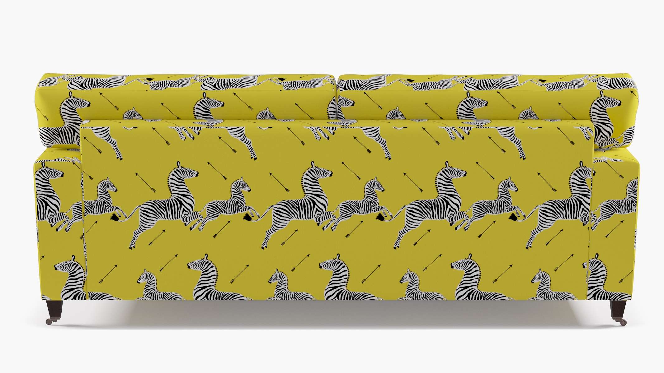 Classic Sofa, Yellow Zebra, Espresso with Antique Brass Caster - Image 3