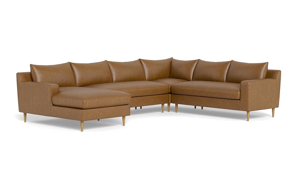 Sloan 4-Piece Leather Corner Sectional Sofa with Left Chaise - Image 1