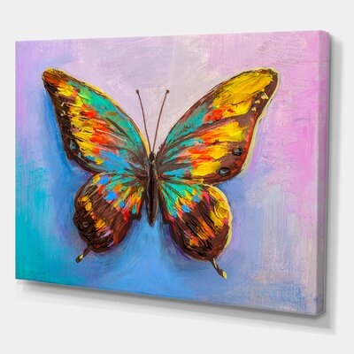 Beautiful Butterfly In Turquoise And Orange - Modern Canvas Wall Art Print - Image 0