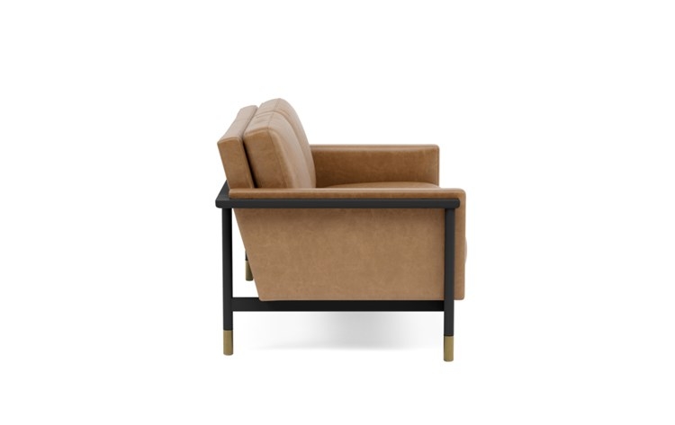 Jason Wu Leather Loveseats with Brown Palomino Leather and Matte Black with Brass Cap legs - Image 2