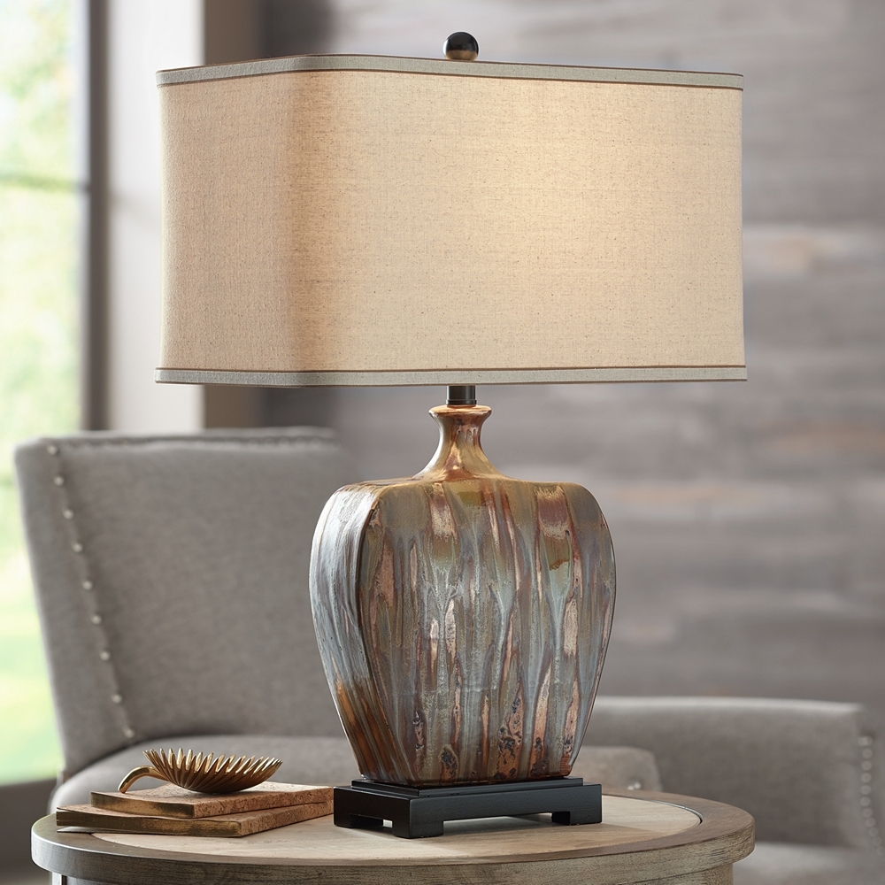 Possini Euro Julius Copper Drip Finish Ceramic Lamp with Table Top Dimmer - Image 0