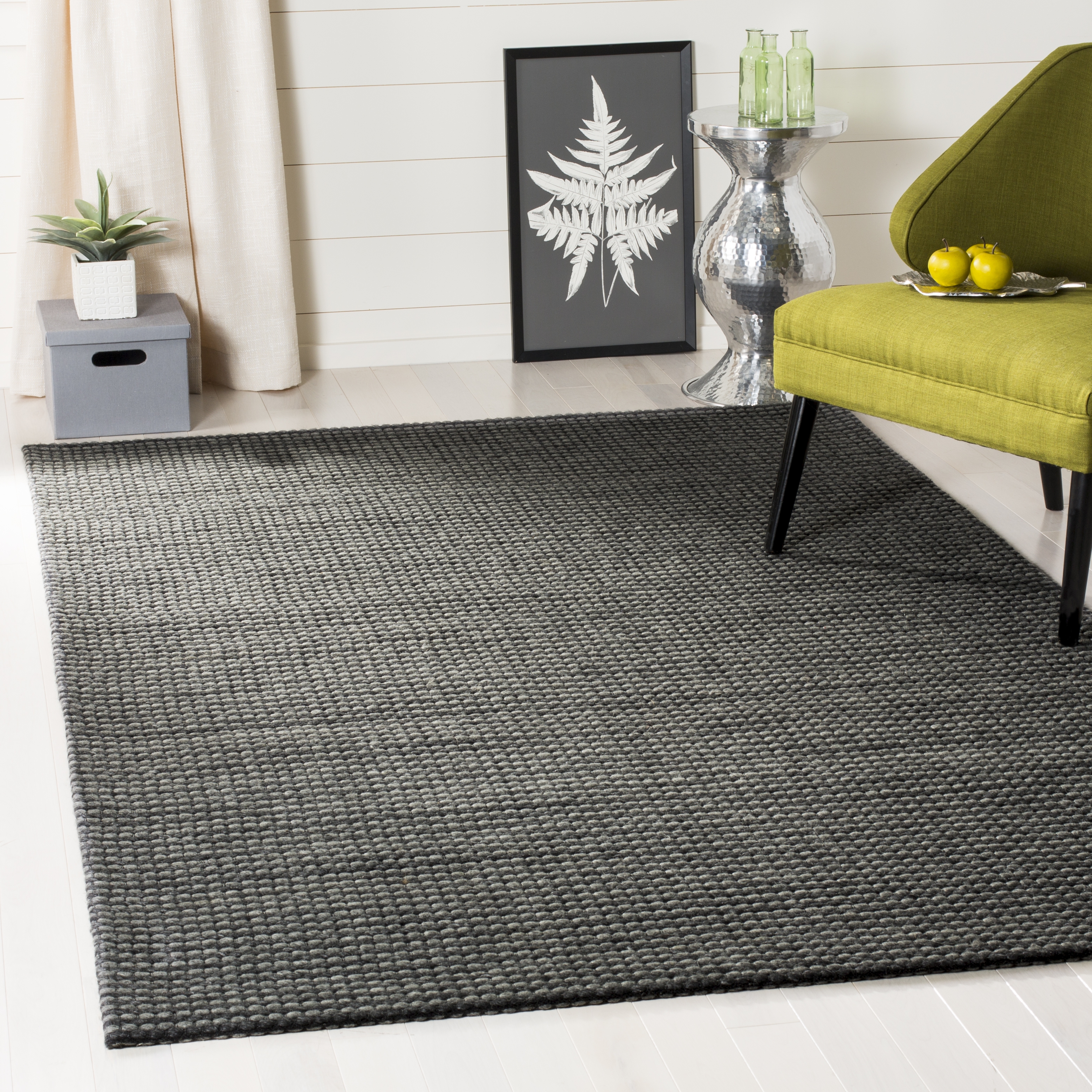 Arlo Home Hand Woven Area Rug, NAT801D, Grey/Black,  5' X 8' - Image 1