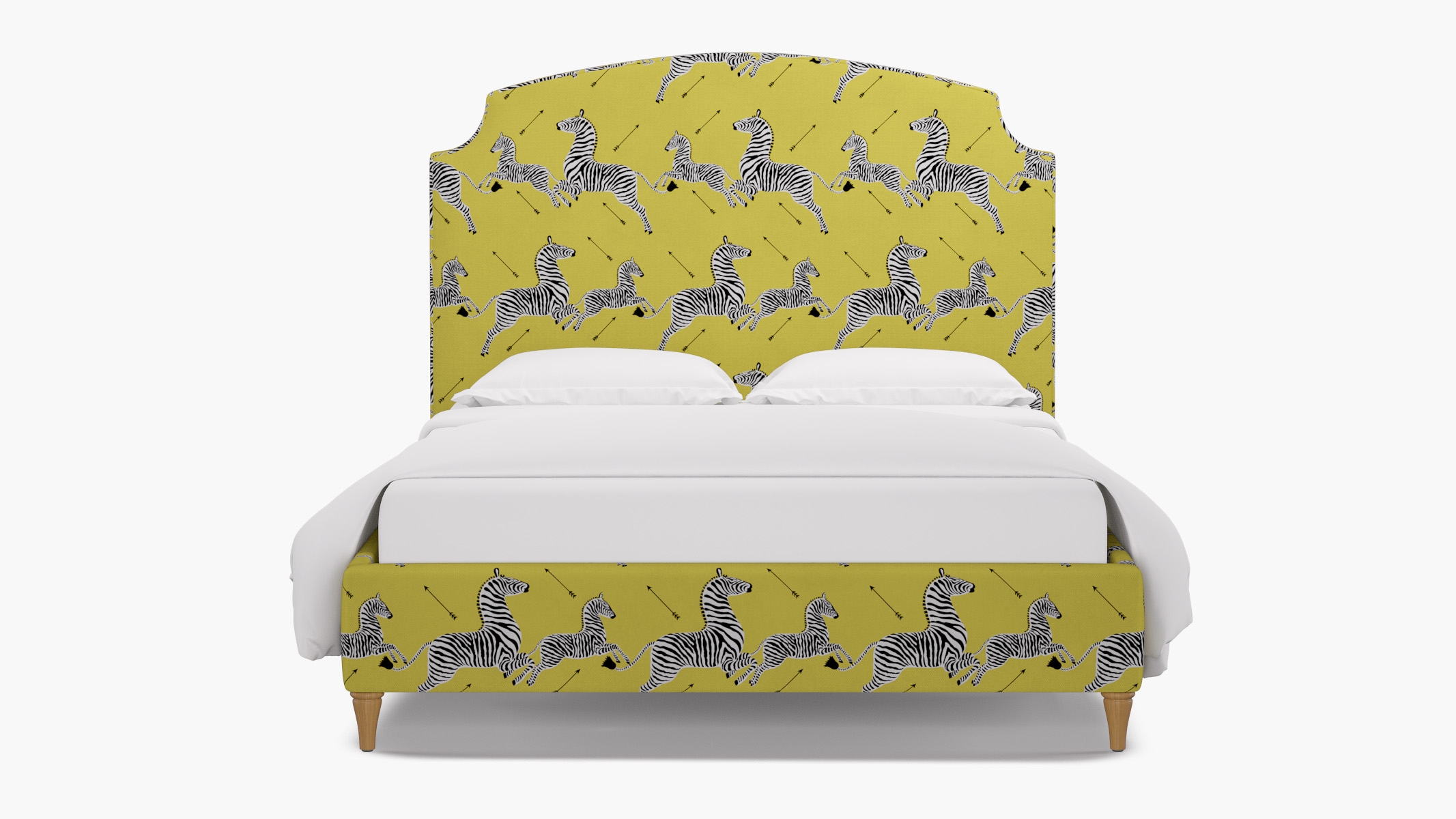 Cove Bed, Yellow Zebra, Natural Decorative Tapered Leg, Twin - Image 0