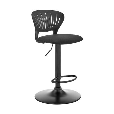 17 Inch Metal Barstool With Fabric Padded Seat, Black - Image 0