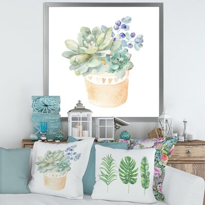 Succulent Flower In Terracotta Pot II - Traditional Canvas Wall Art Print FDP35481 - Image 0