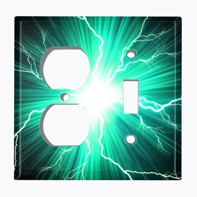 Metal Light Switch Plate Outlet Cover (Lightning Blue - Single Duplex Single Toggle) - Image 0