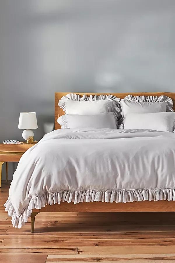 Organic Cotton Spa Sateen Ruffled Duvet Cover - Image 0