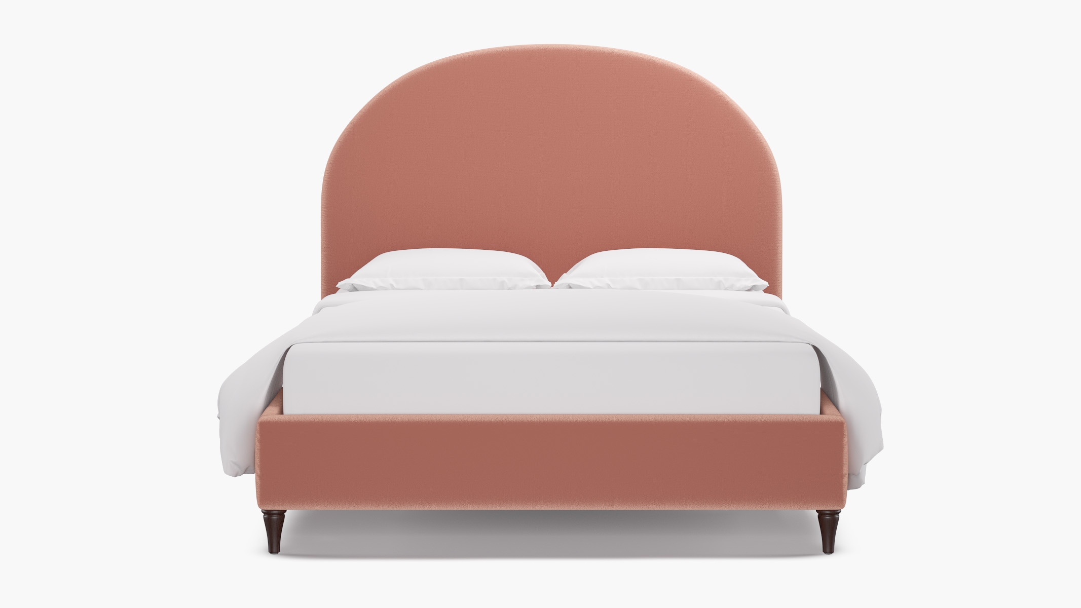 Demilune Bed, Bloom Performance Plush Velvet, Espresso Decorative Tapered Leg, King - Image 0