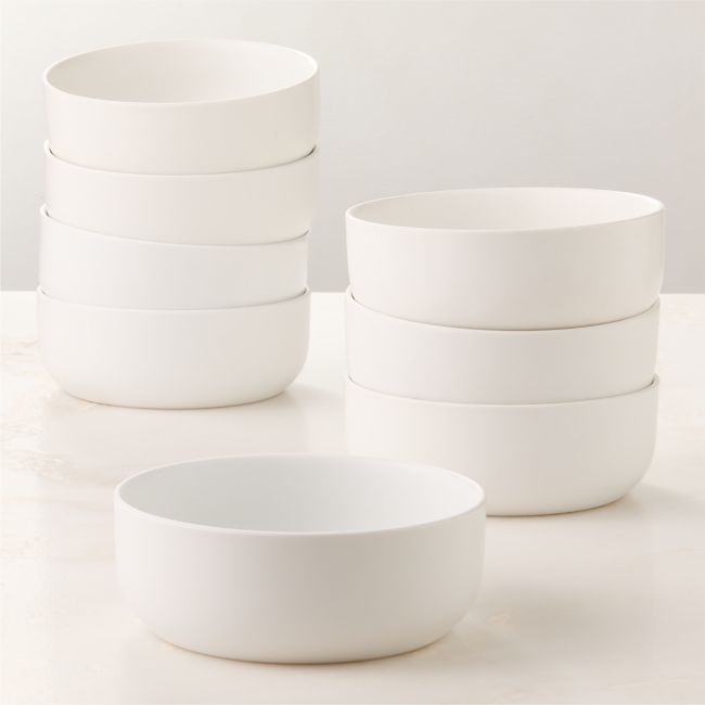 Mori Matte White Soup Bowls Set of 8 - Image 0