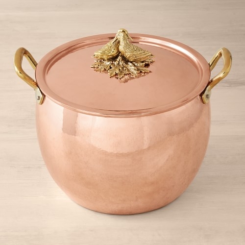 Ruffoni Historia Hammered Copper Stock Pot, 14-Qt., Lovebirds Knob - Image 0