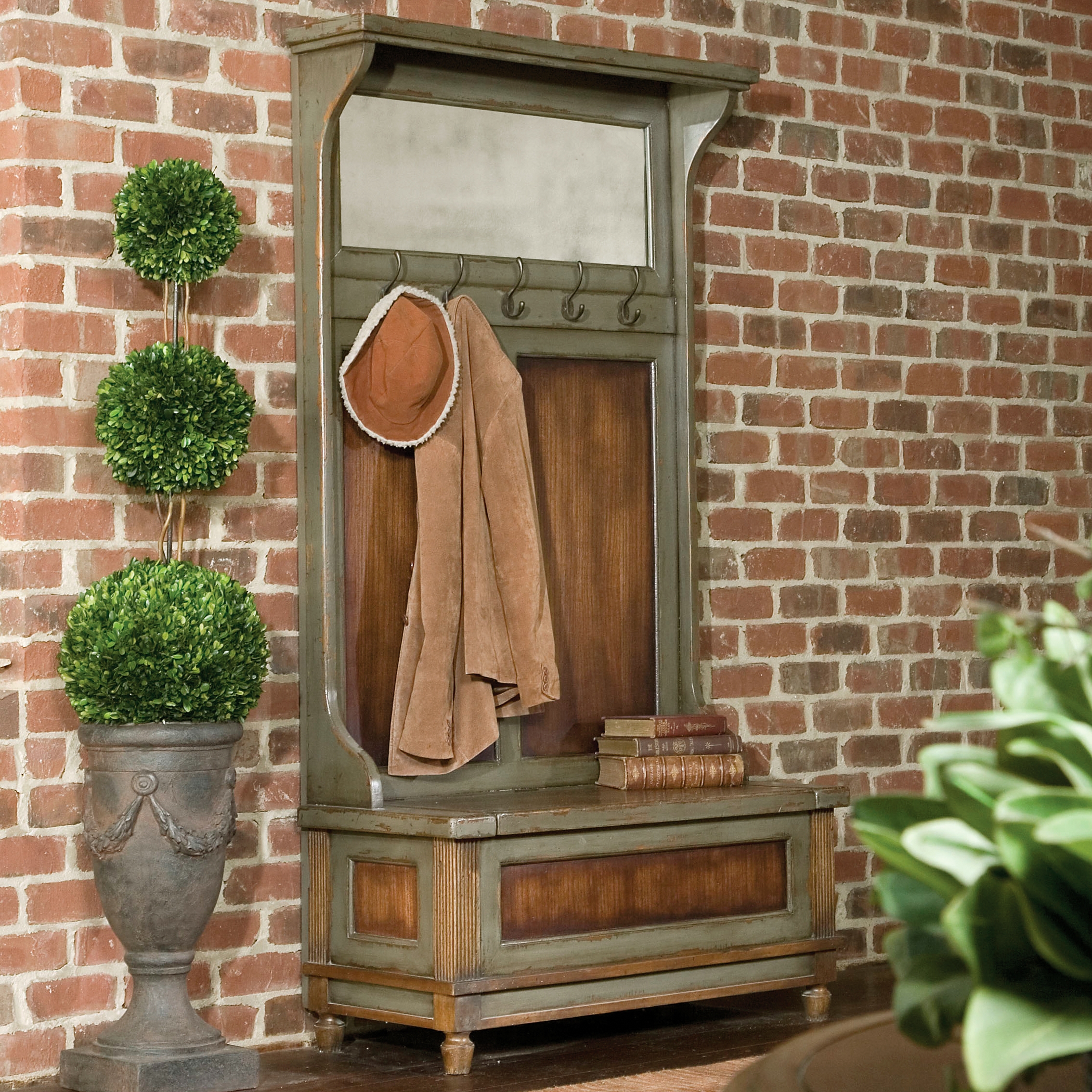 Riyo Distressed Hall Tree - Image 1
