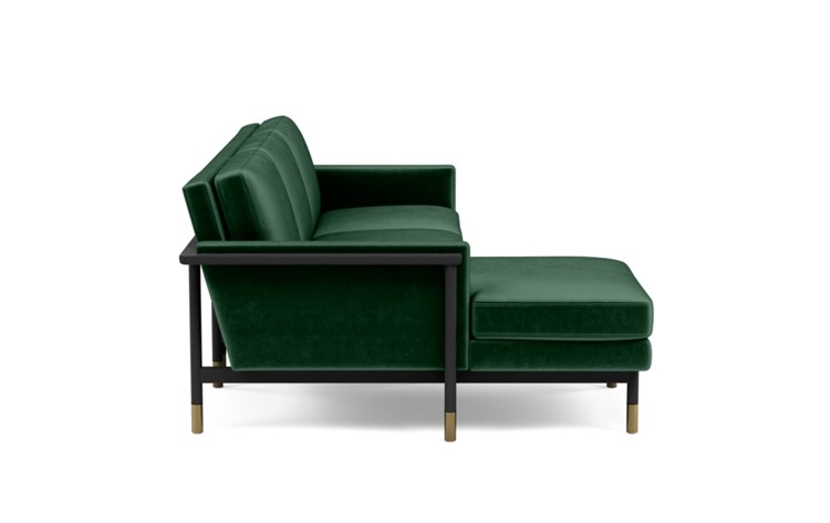 Jason Wu Left Sectional with Green Malachite Fabric and Matte Black with Brass Cap legs - Image 2