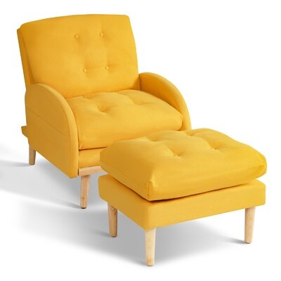 Fabric Recliner Chair Adjustable Home Theater Seating Single Recliner Sofa With Ottoman Modern Living Room Recliners (yellow) - Image 0