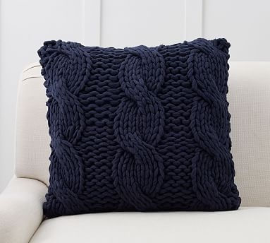 Colossal Handknit Pillow Cover, 24", Navy - Image 0