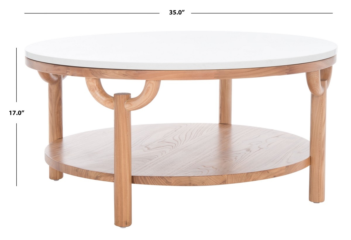 Puck Marble Top Coffee Table - Natural/White - Image 6