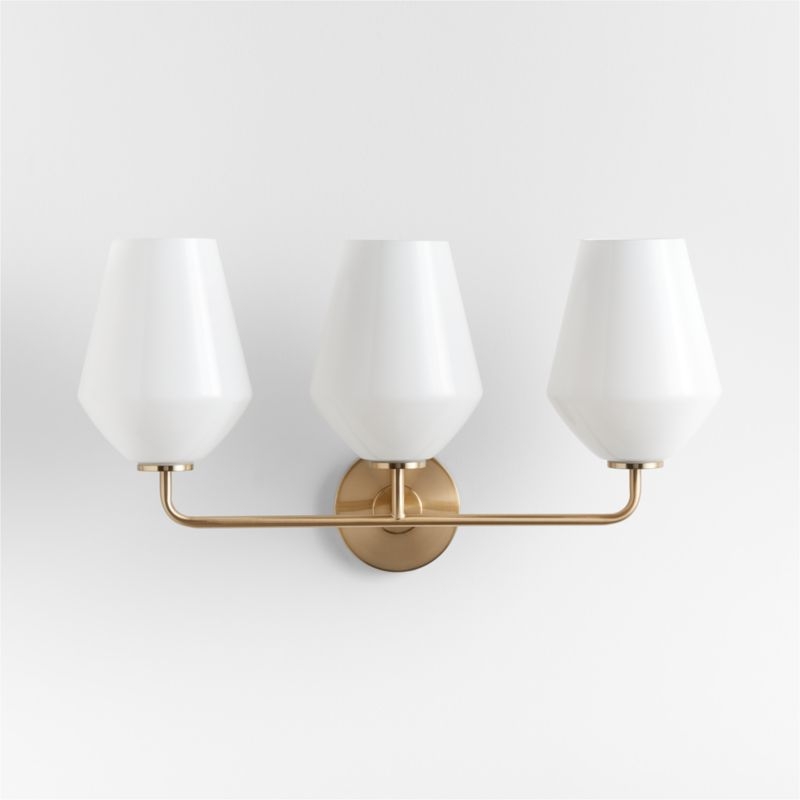 Arren Brass 3-Light Wall Sconce with Milk Angled Shades - Image 5