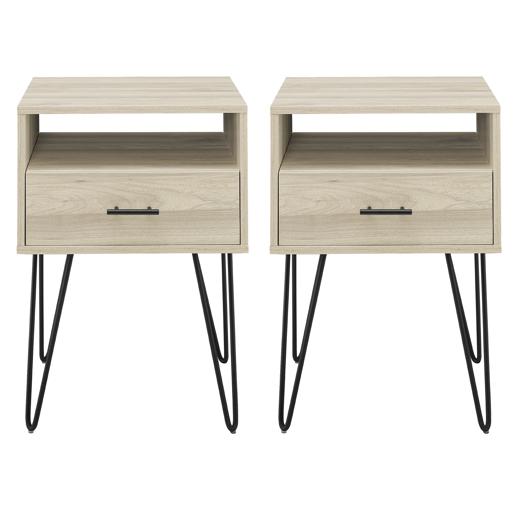 Croft Hairpin Leg 1 Drawer Side Table Set - Birch - Image 1