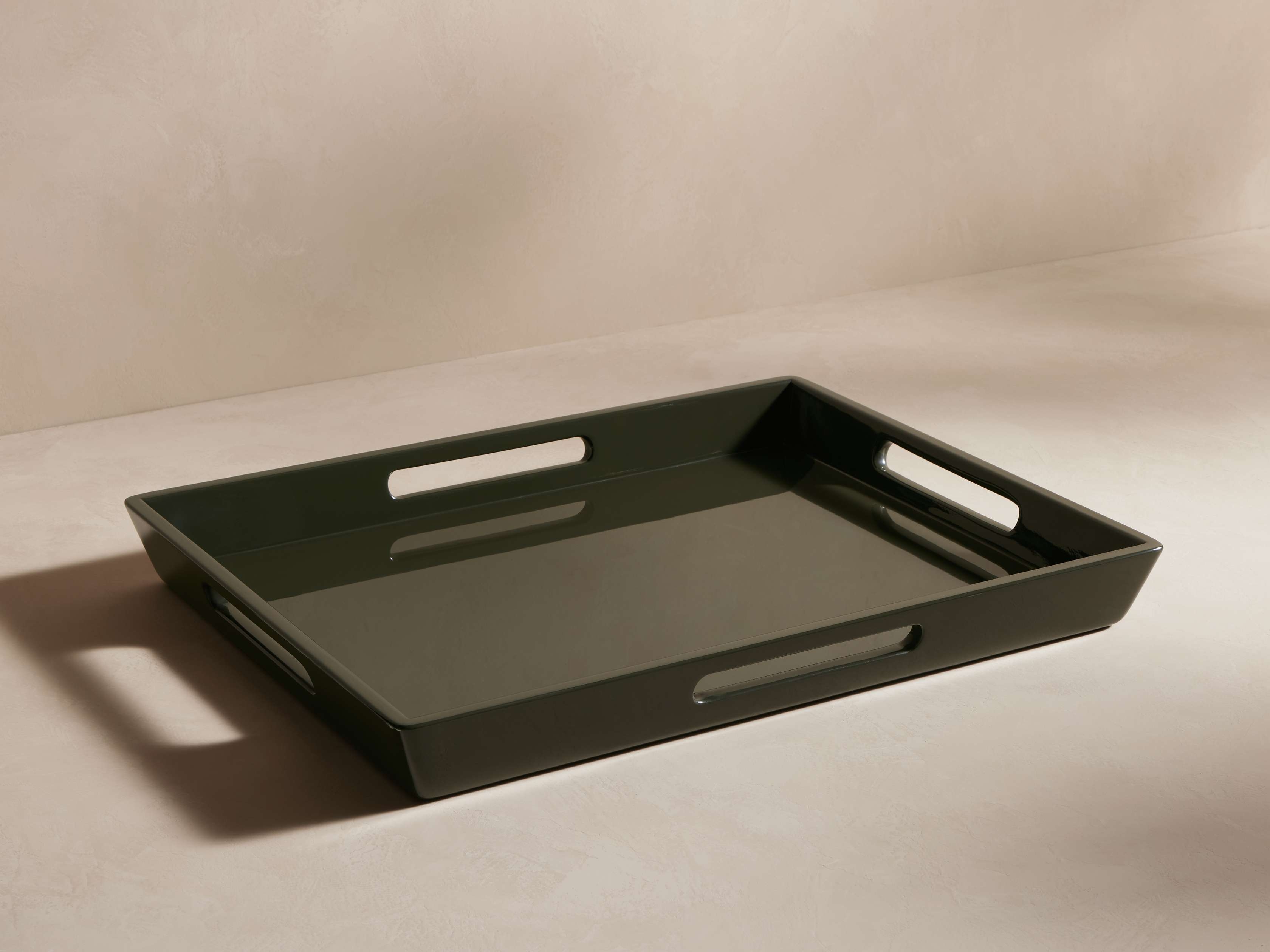 Lacquer Rectangular Tray in Resin Green  Ivy - Image 0