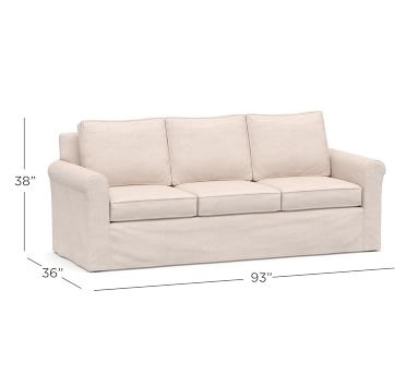 Cameron Roll Arm Slipcovered Side Sleeper Sofa, Polyester Wrapped Cushions, Performance Heathered Basketweave Platinum - Image 5