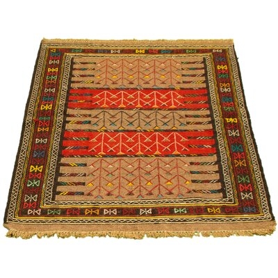 One-of-a-Kind Bigvai Hand-Knotted New Age 3'7" x 5'9" Wool Area Rug in Red/Tan - Image 0