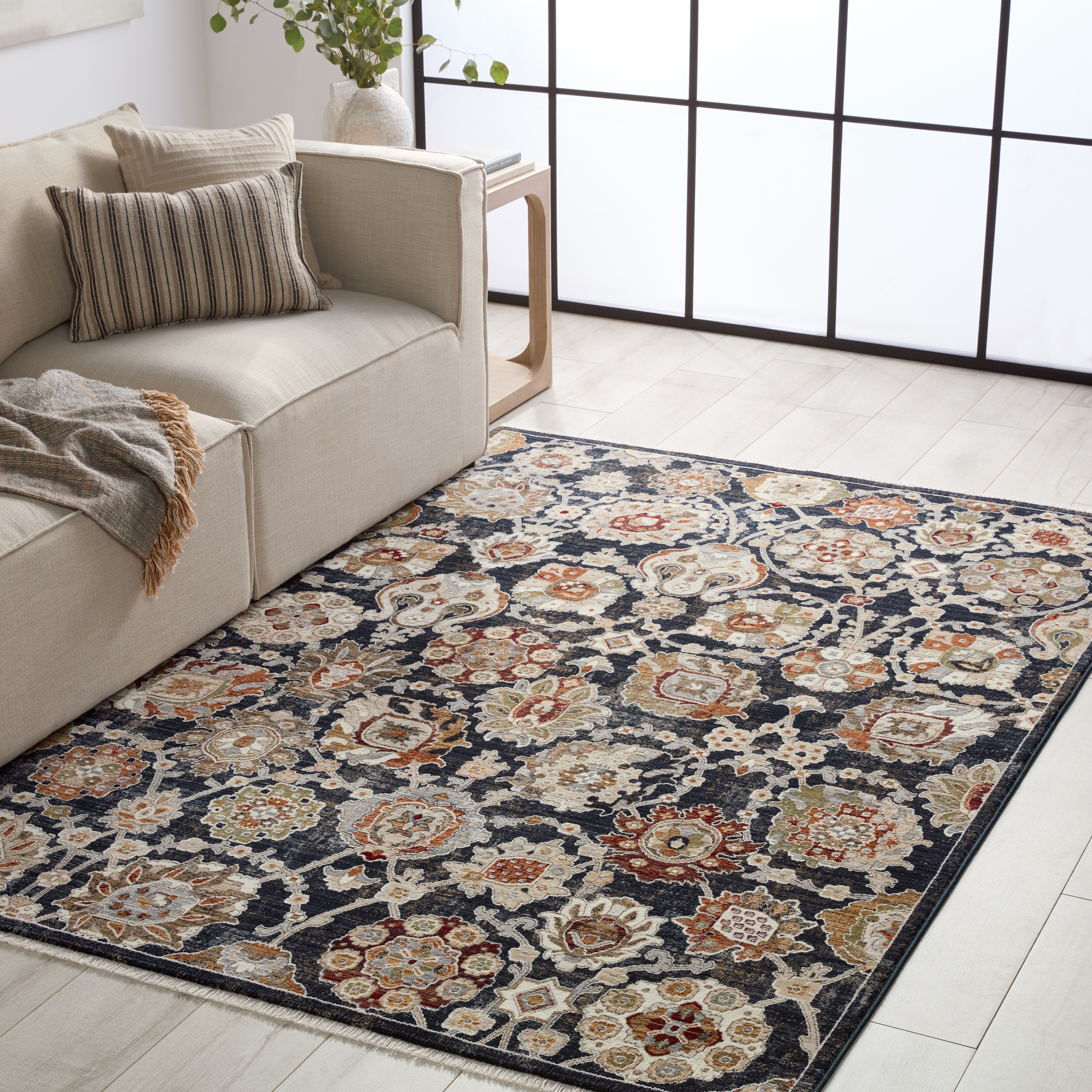 Vibe by Althea Floral Blue/ Cream Area Rug (5'X8') - Image 4