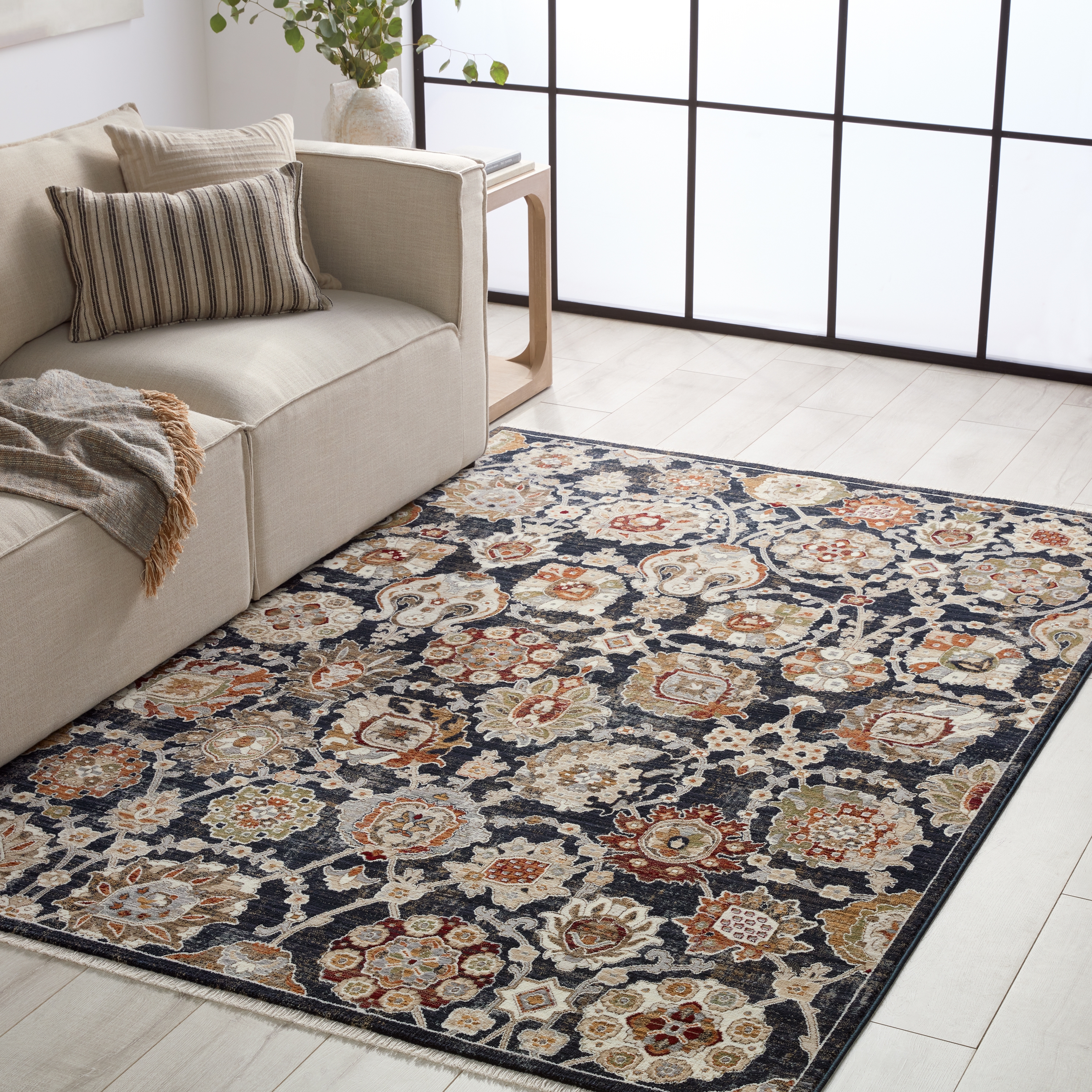 Vibe by Althea Floral Blue/ Cream Area Rug (18"X18") - Image 4