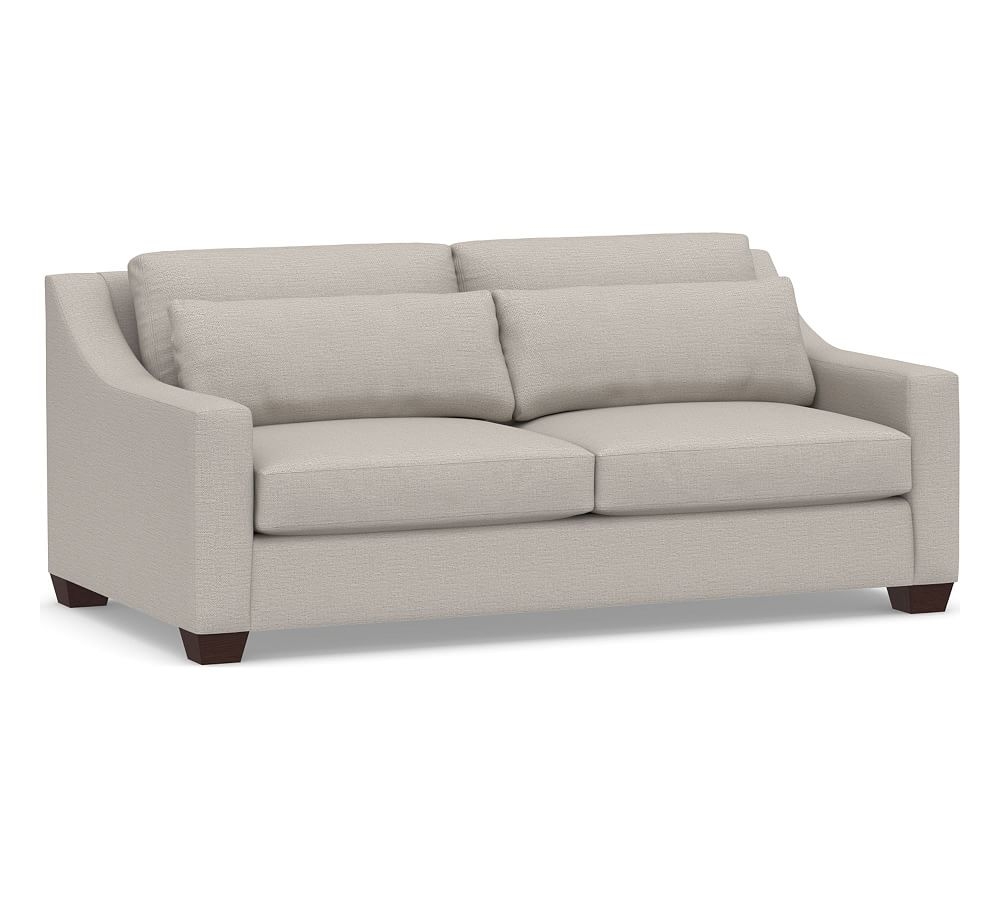 York Slope Arm Upholstered Deep Seat Sofa 81" 2-Seater, Down Blend Wrapped Cushions, Chunky Basketweave Stone - Image 0