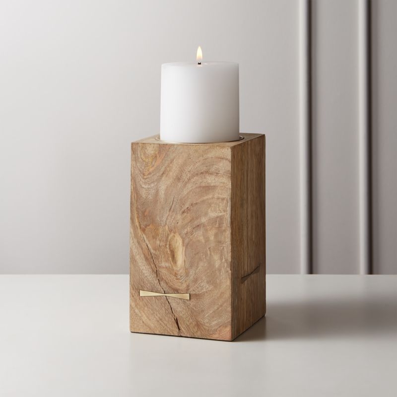 Bowtie Wood Pillar Candle Holder Small - Image 2