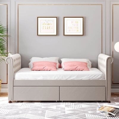 Twin Size Upholstered Daybed With Drawers - Image 0