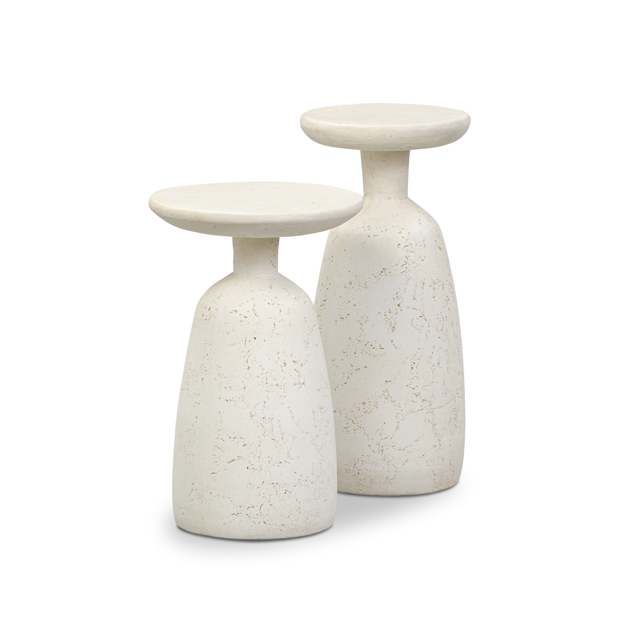 Ramara Outdoor Nesting End Tables - Aged White Concrete - Image 1