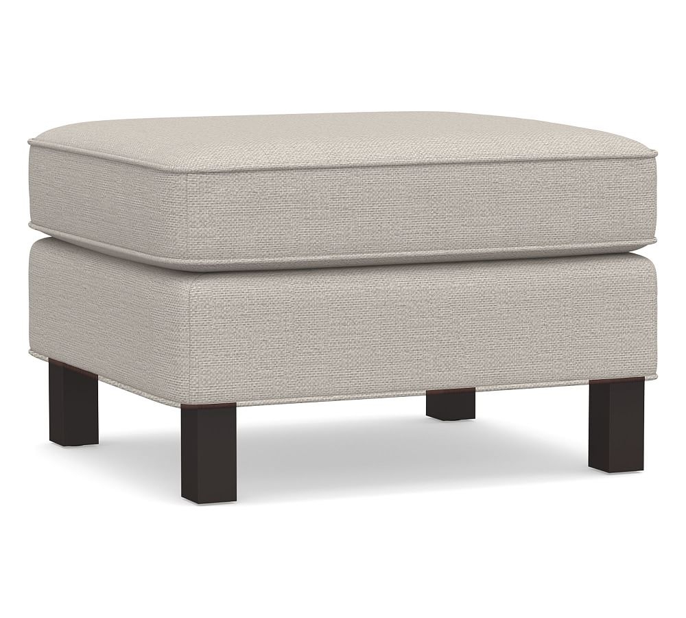 Tyler Upholstered Ottoman without Nailheads, Polyester Wrapped Cushions, Chunky Basketweave Stone - Image 0
