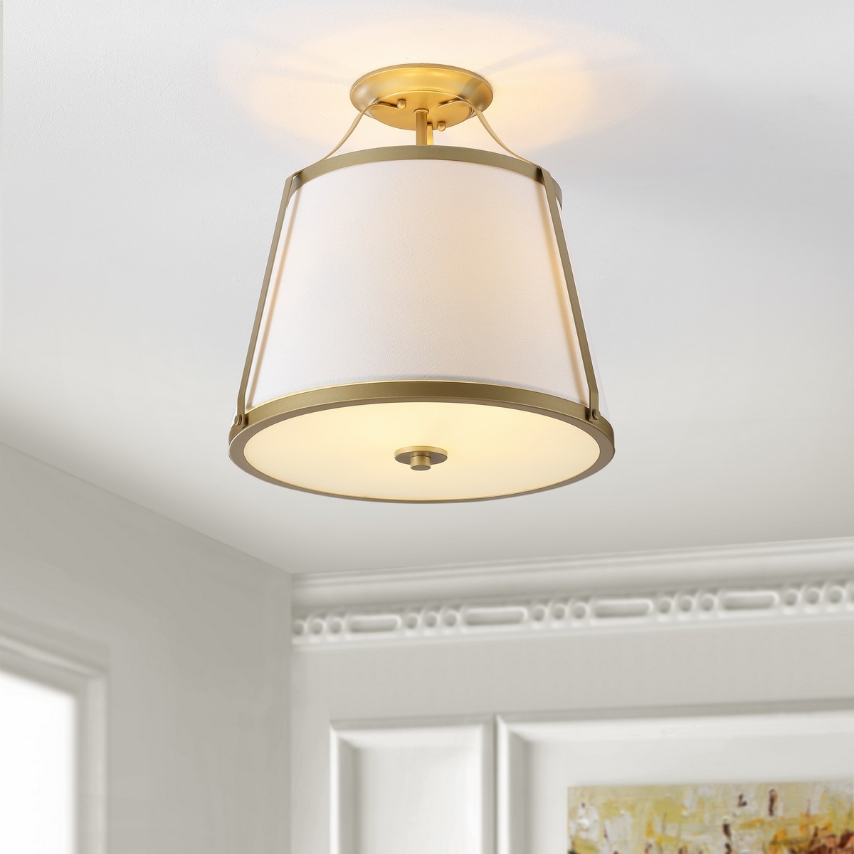 Lanis 3Lt 15" Flush Mount - White/Gold - Image 1