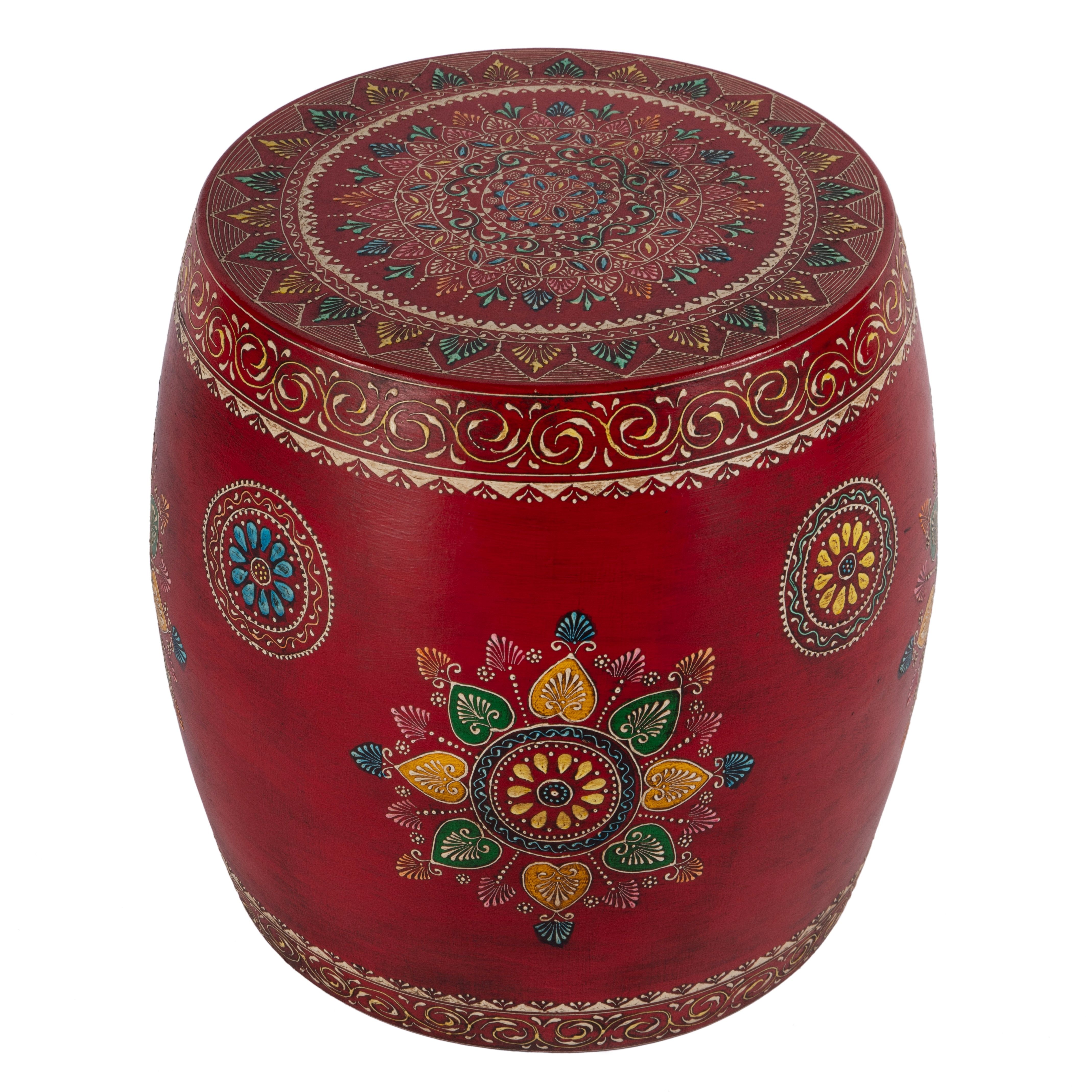 Imani Red Hand Painted Side Table - Image 1