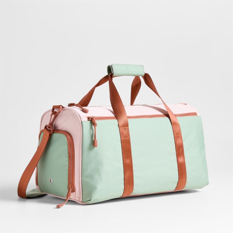 Dreamer Pink and Mint Green Colorblock Kids Duffel Bag - Image 7