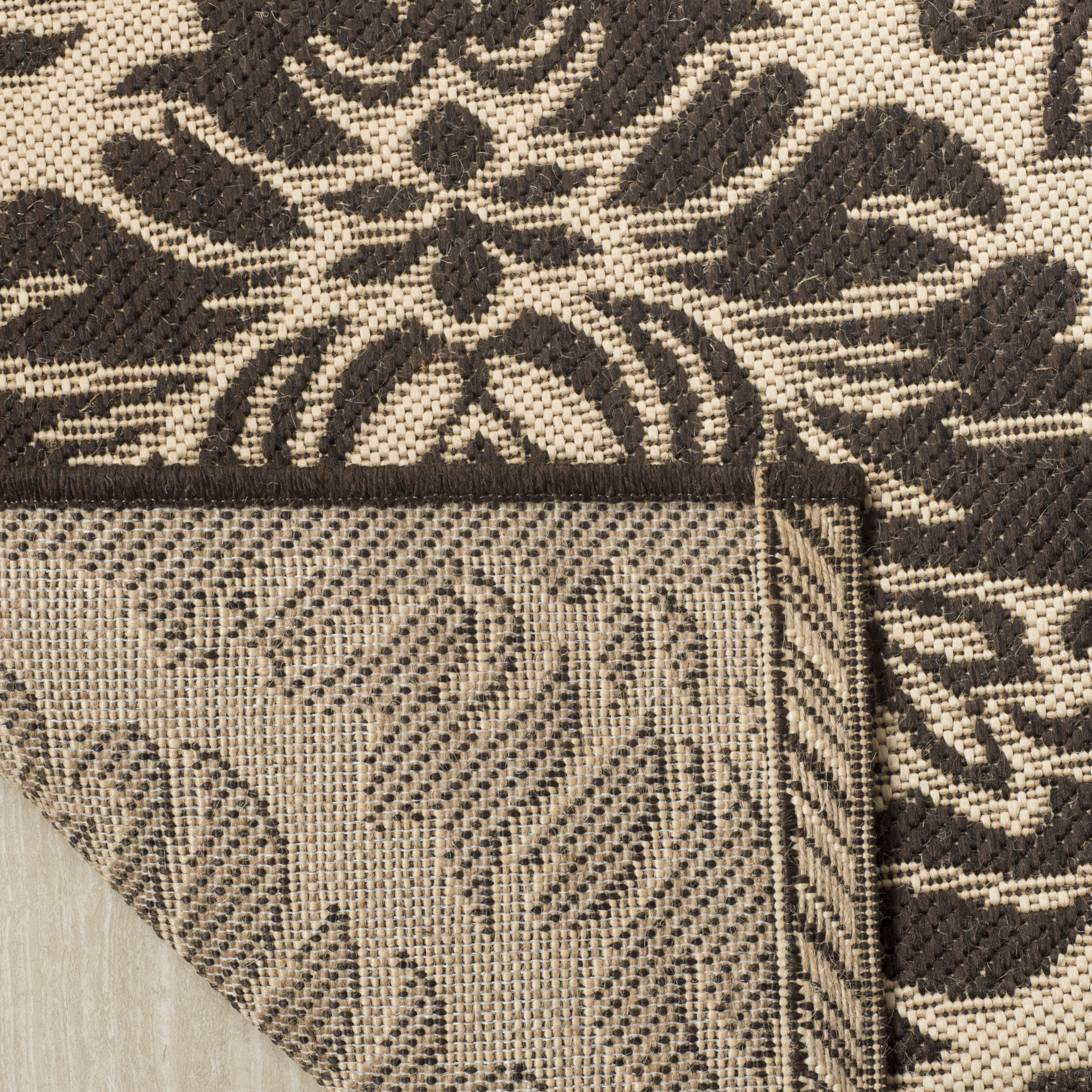 Arlo Home Indoor/Outdoor Woven Area Rug, LND135U, Cream/Brown,  4' X 6' - Image 3