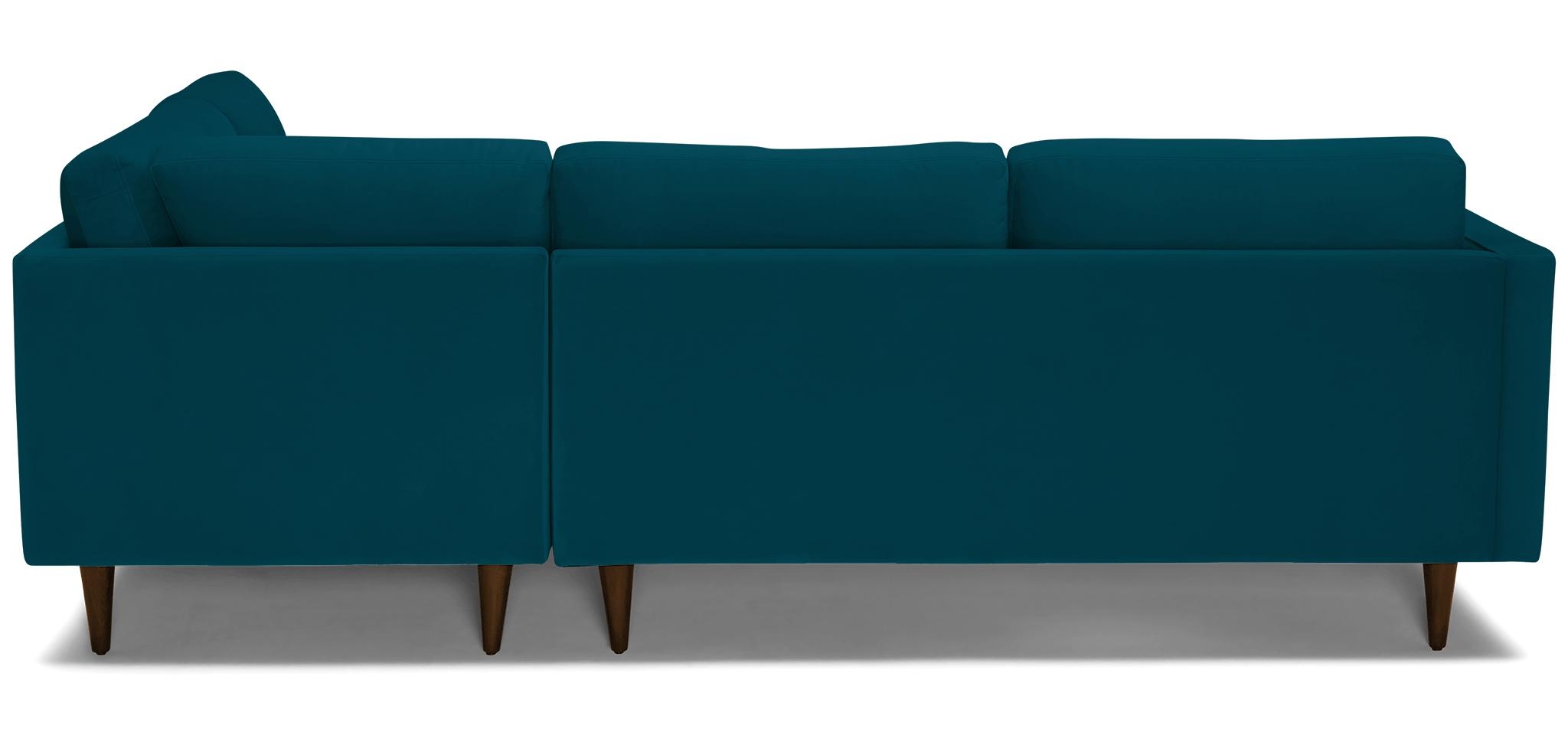Blue Briar Mid Century Modern Sectional with Bumper - Key Largo Zenith Teal - Mocha - Right  - Image 4