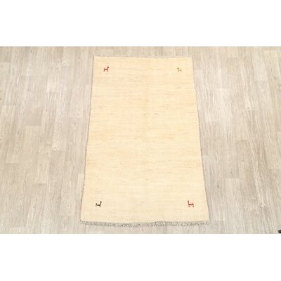 One-of-a-Kind Odin Hand-Knotted New Age Beige 3'9" x 5'11" Wool Area Rug - Image 0