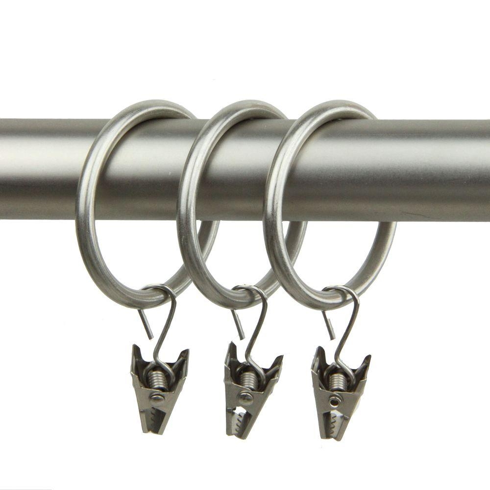 Rod Desyne 1-3/8 in. Decorative Rings in Satin Nickel with Clips (Set of 10) - Image 0
