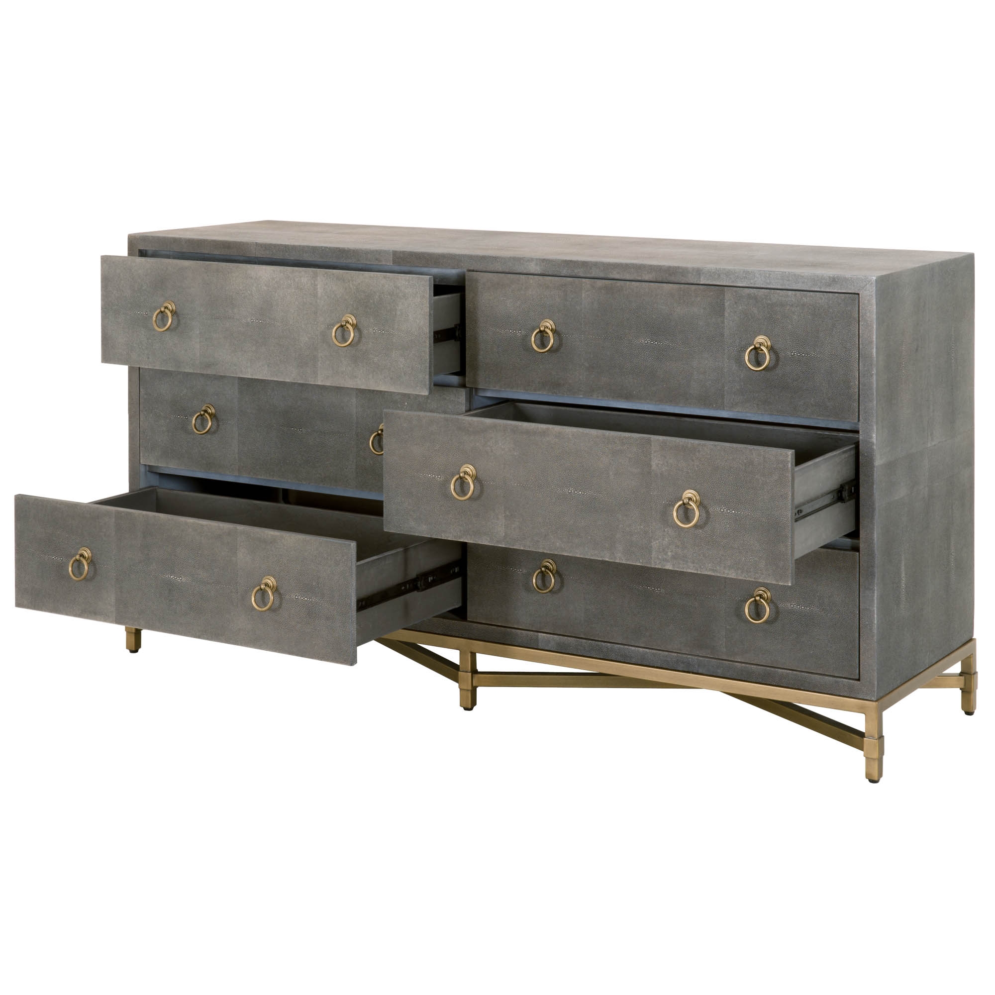 Colette Shagreen 6-Drawer Double Dresser, Gray - Image 4