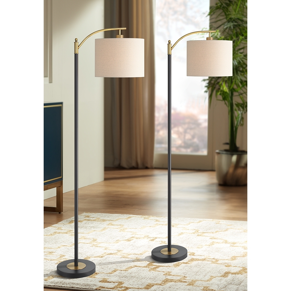 360 Lighting Rayna Black and Gold Downbridge Floor Lamps Set of 2 - Image 0